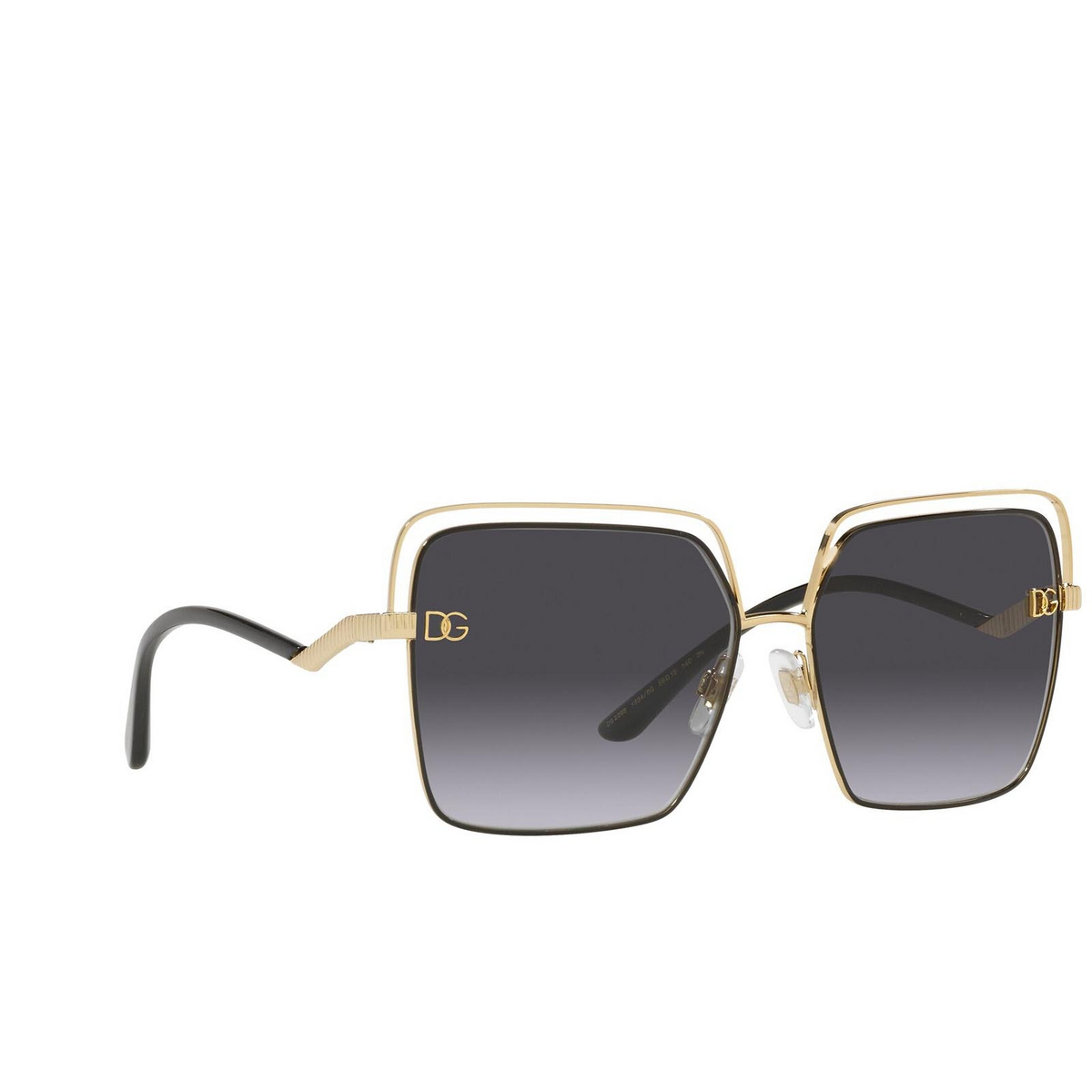 Dolce & Gabbana® Square Sunglasses: DG2268 color Gold/black 13348G - three-quarters view.