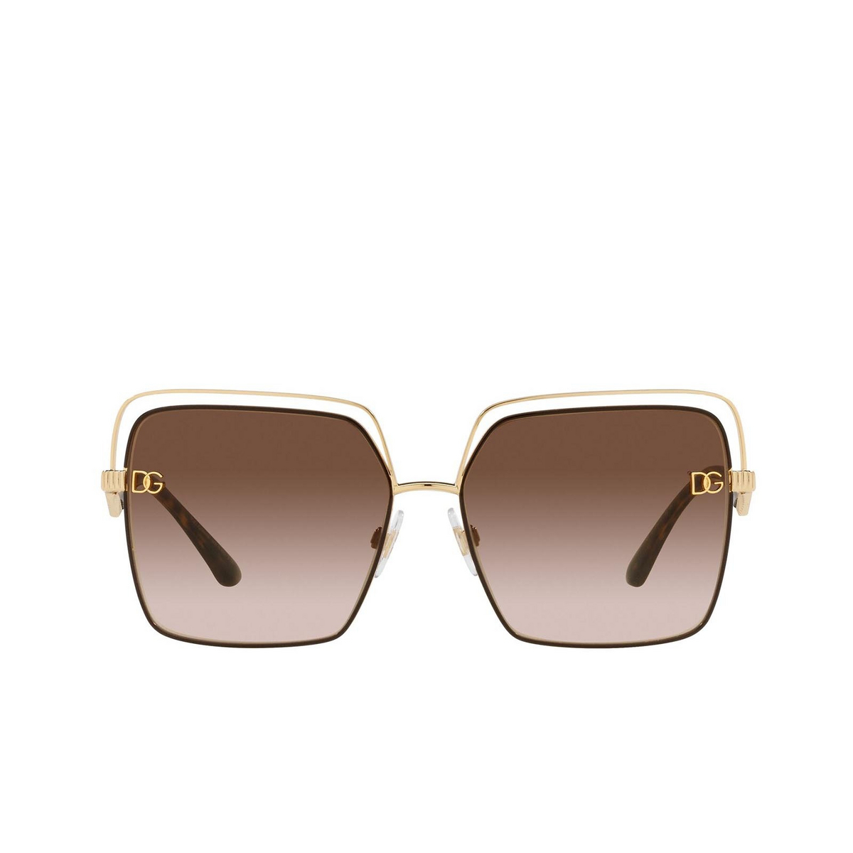 Dolce & Gabbana® Square Sunglasses: DG2268 color Gold/brown 134413 - front view.