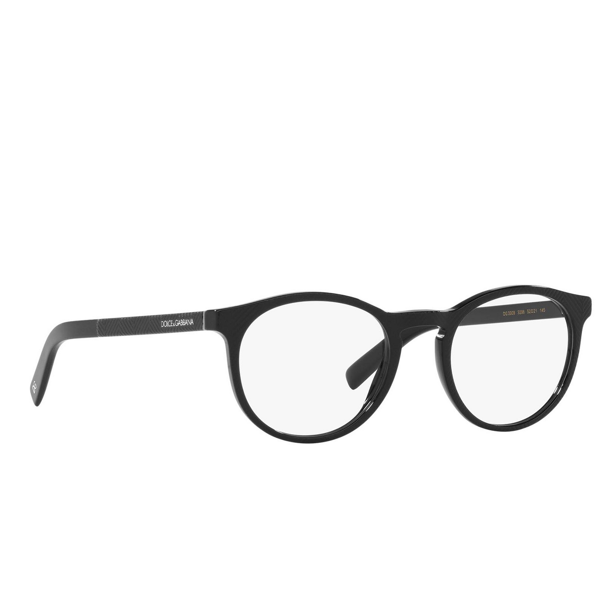 Dolce & Gabbana® Round Eyeglasses: DG3309 color Nero Texture Spigato 3298 - 2/3.