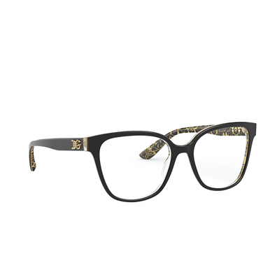 Dolce & Gabbana DG3321 Eyeglasses 3215 black / damasco glitter black - three-quarters view