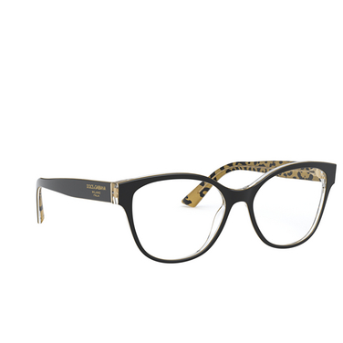 Lunettes de vue Dolce & Gabbana DG3322 3235 black on leo glitter gold - Vue trois quarts