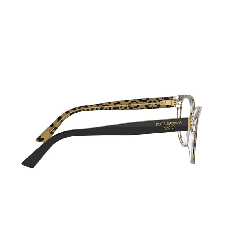 Dolce & Gabbana DG3322 Eyeglasses 3235 black on leo glitter gold - 3/4