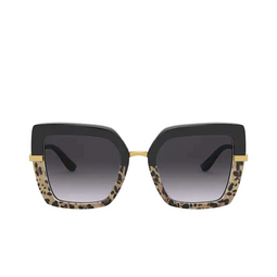 Dolce & Gabbana® Square Sunglasses: DG4373 color 32448G Top Black On Print Leo / Black 