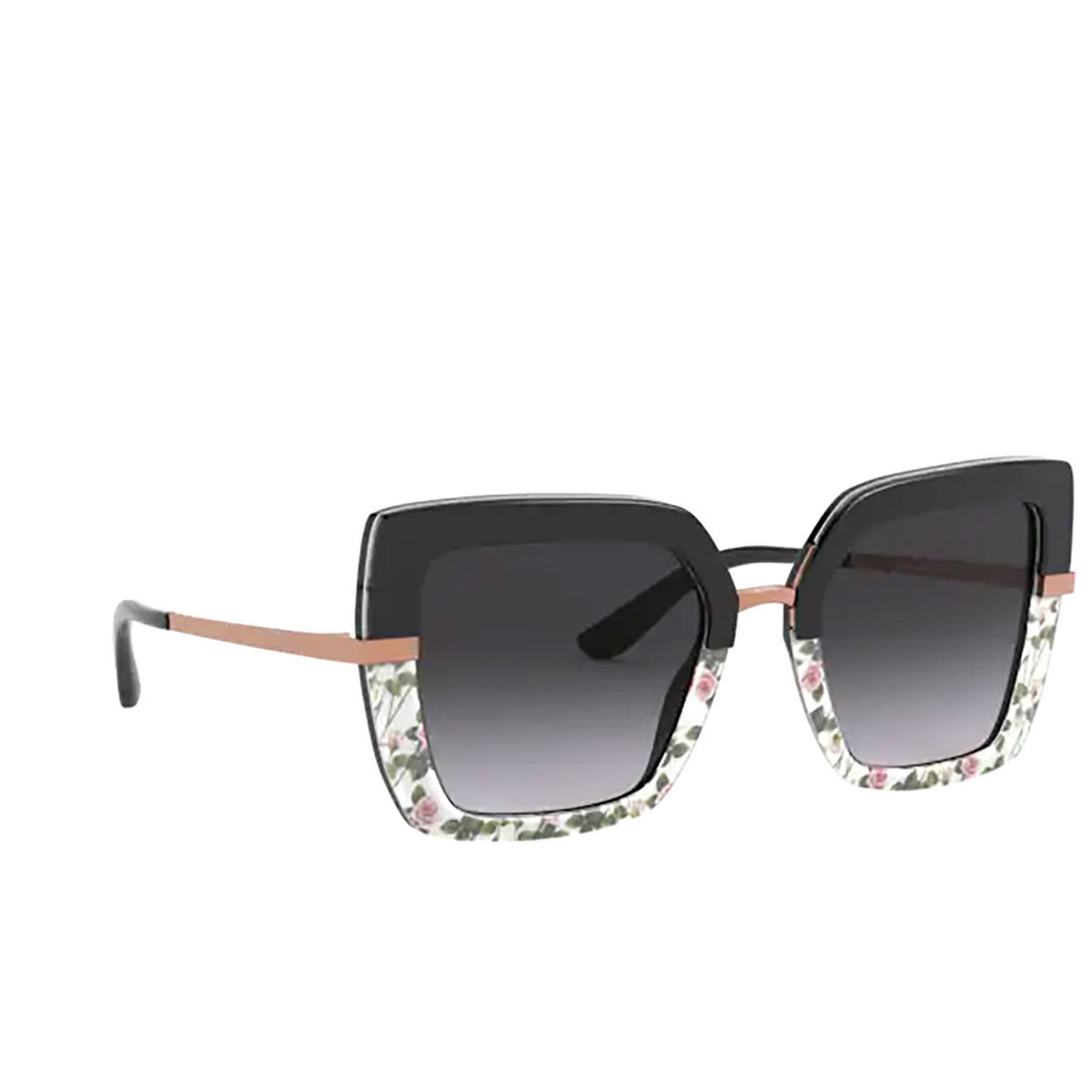 Dolce & Gabbana® Square Sunglasses: DG4373 color 32508G Top Black On Print Rose / Black - 2/3