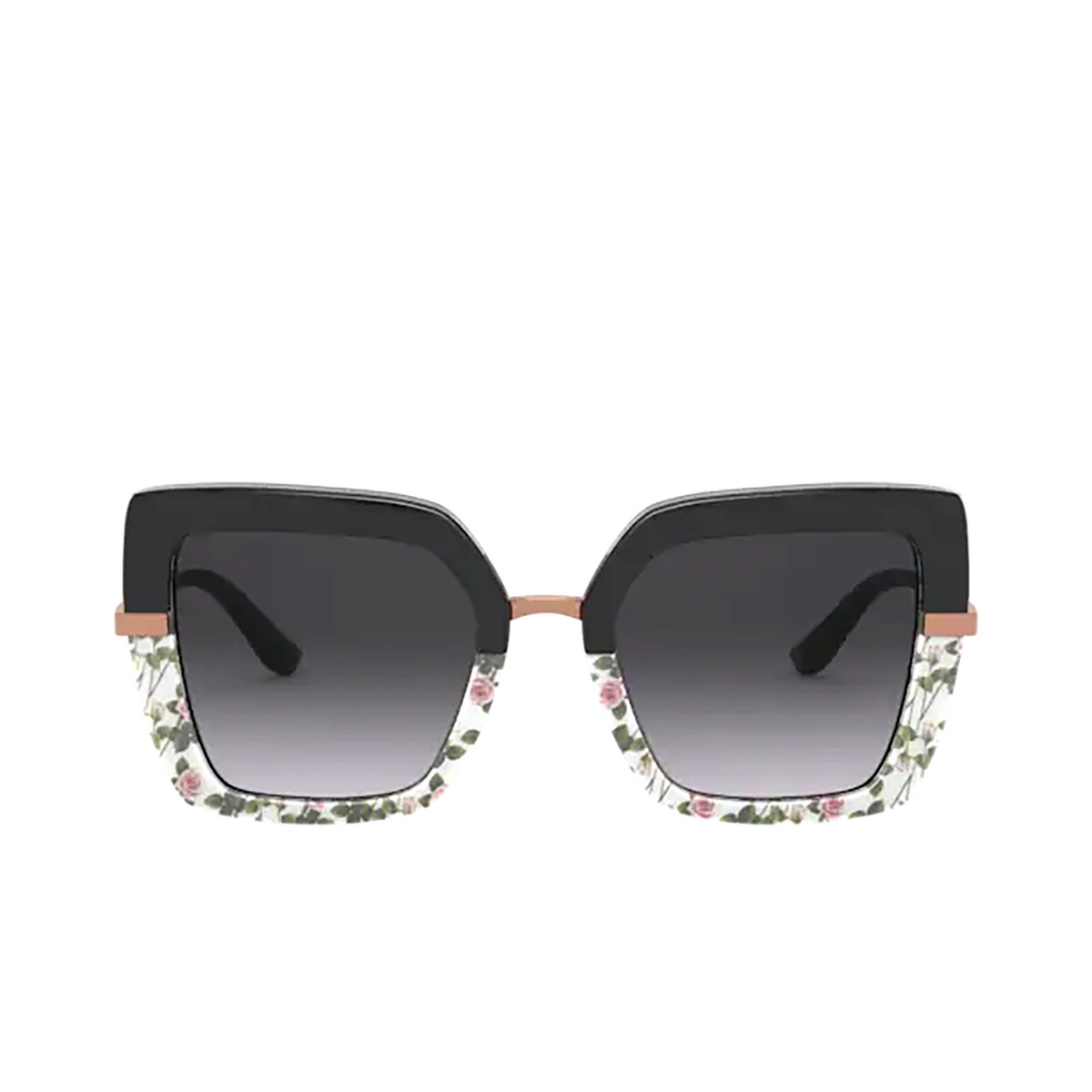 Dolce & Gabbana® Square Sunglasses: DG4373 color 32508G Top Black On Print Rose / Black - product thumbnail 1/3