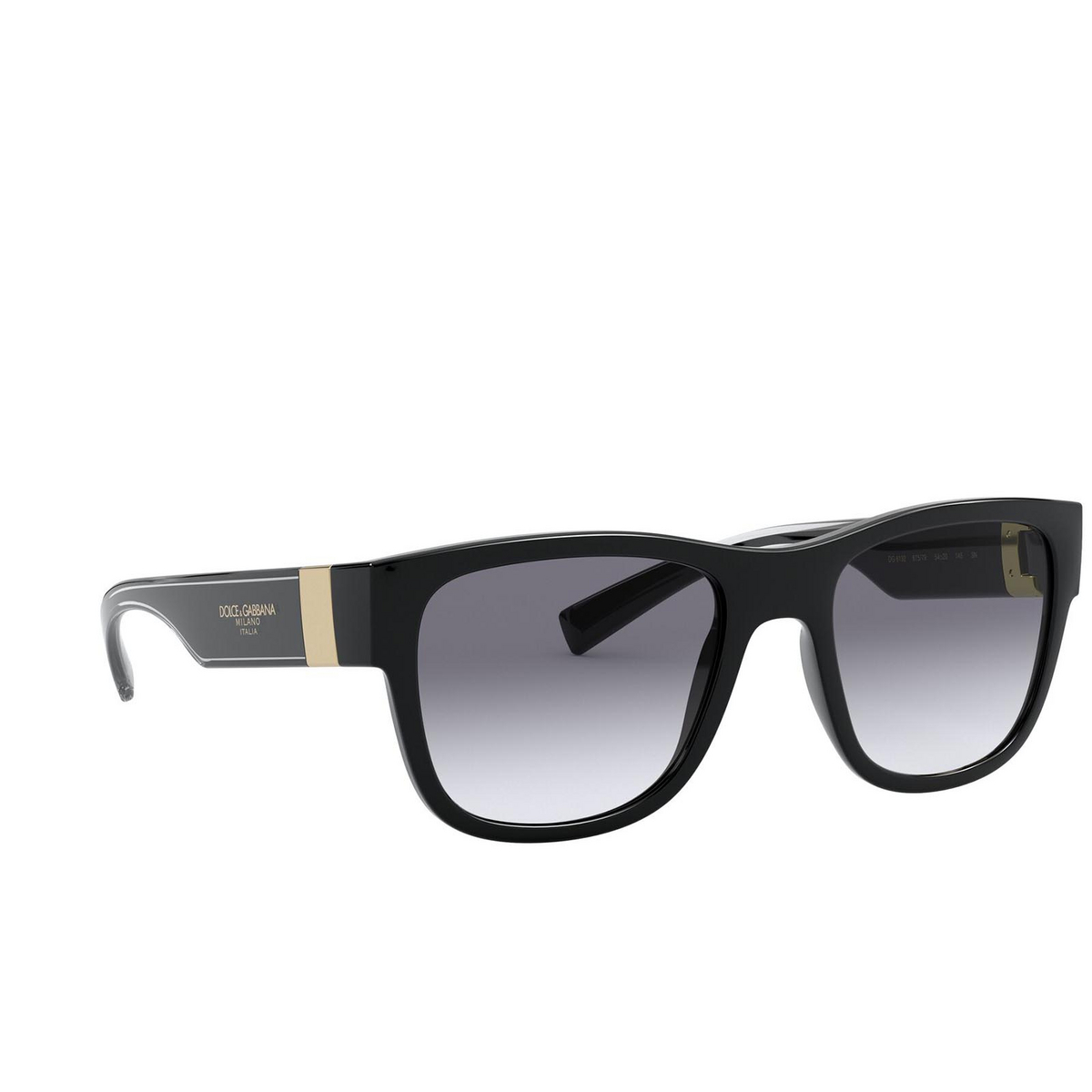 Dolce & Gabbana® Square Sunglasses: DG6132 color Black 675/79 - three-quarters view.