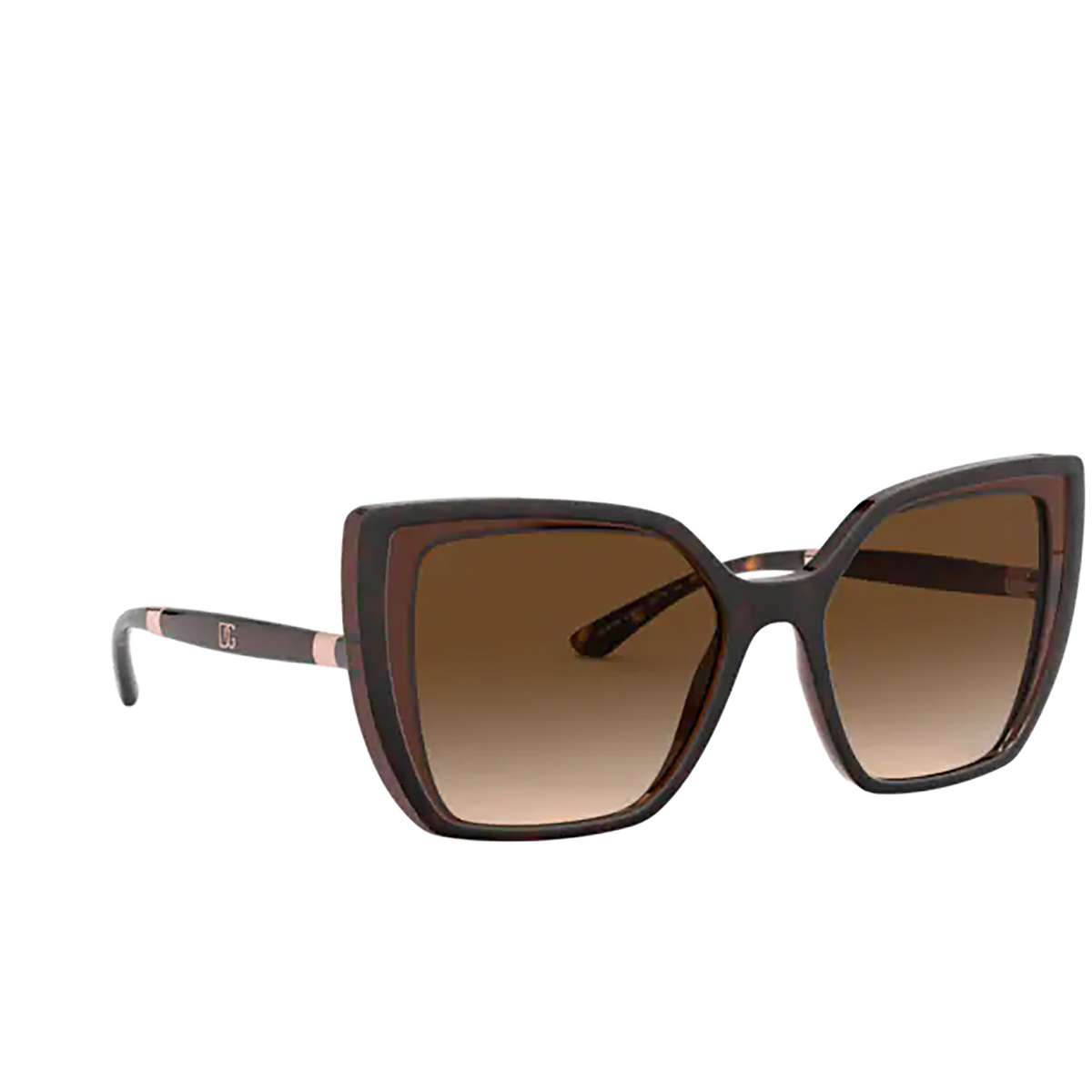 Dolce & Gabbana DG6138 Sunglasses 318513 Havana On Transparent Brown - three-quarters view
