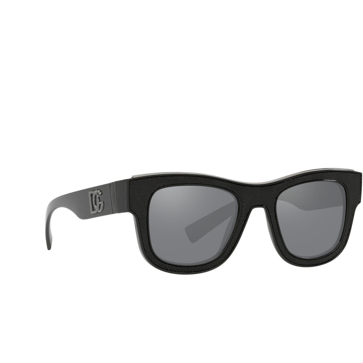 Dolce & Gabbana® Square Sunglasses: DG6140 color Black 501/6G - three-quarters view.