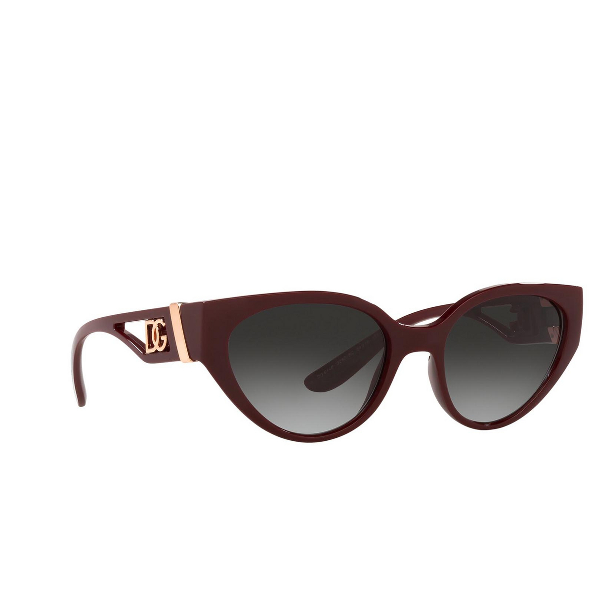 Dolce & Gabbana® Cat-eye Sunglasses: DG6146 color Transparent Bordeaux 32858G - three-quarters view.