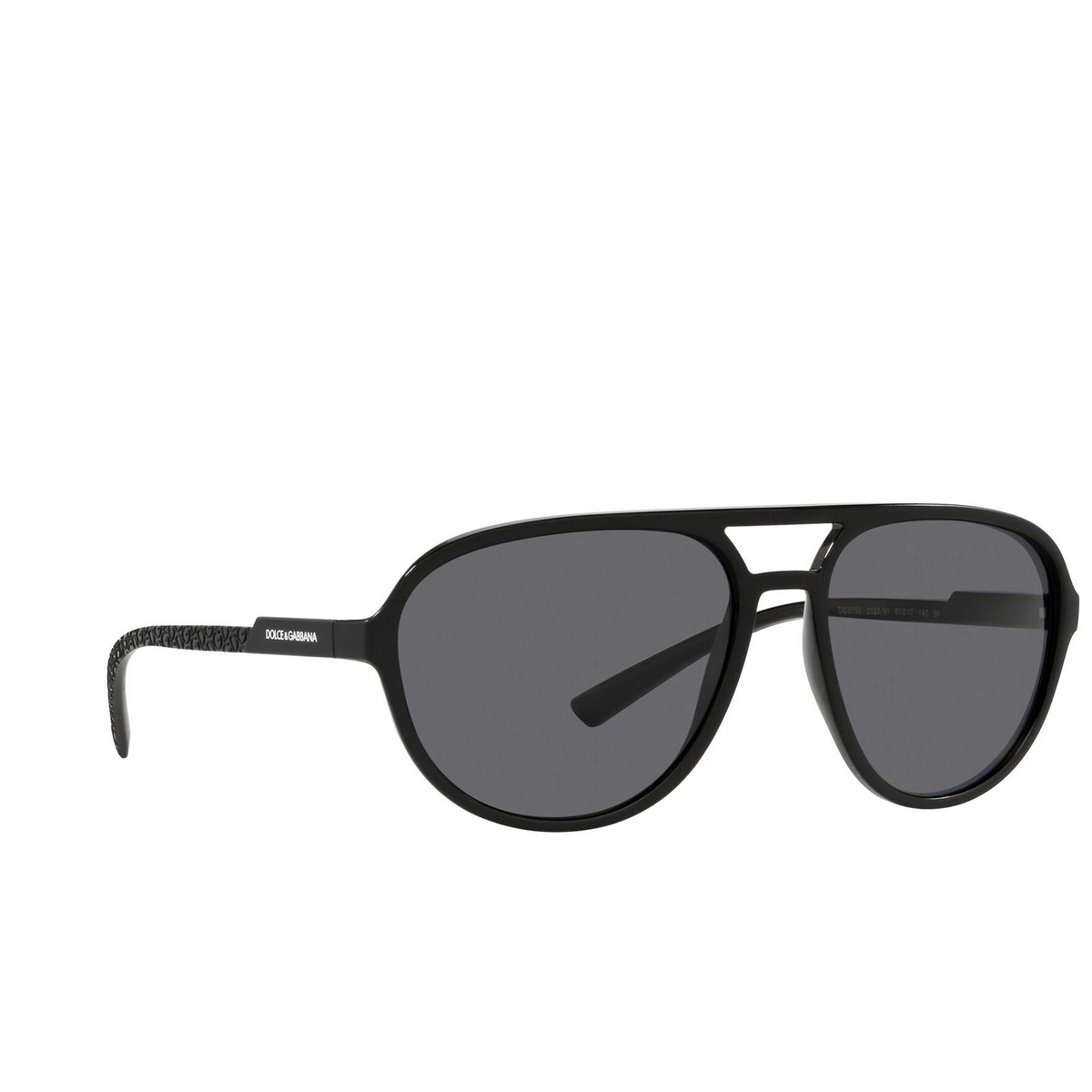 Dolce & Gabbana® Aviator Sunglasses: DG6150 color Matte Black 252581 - three-quarters view.
