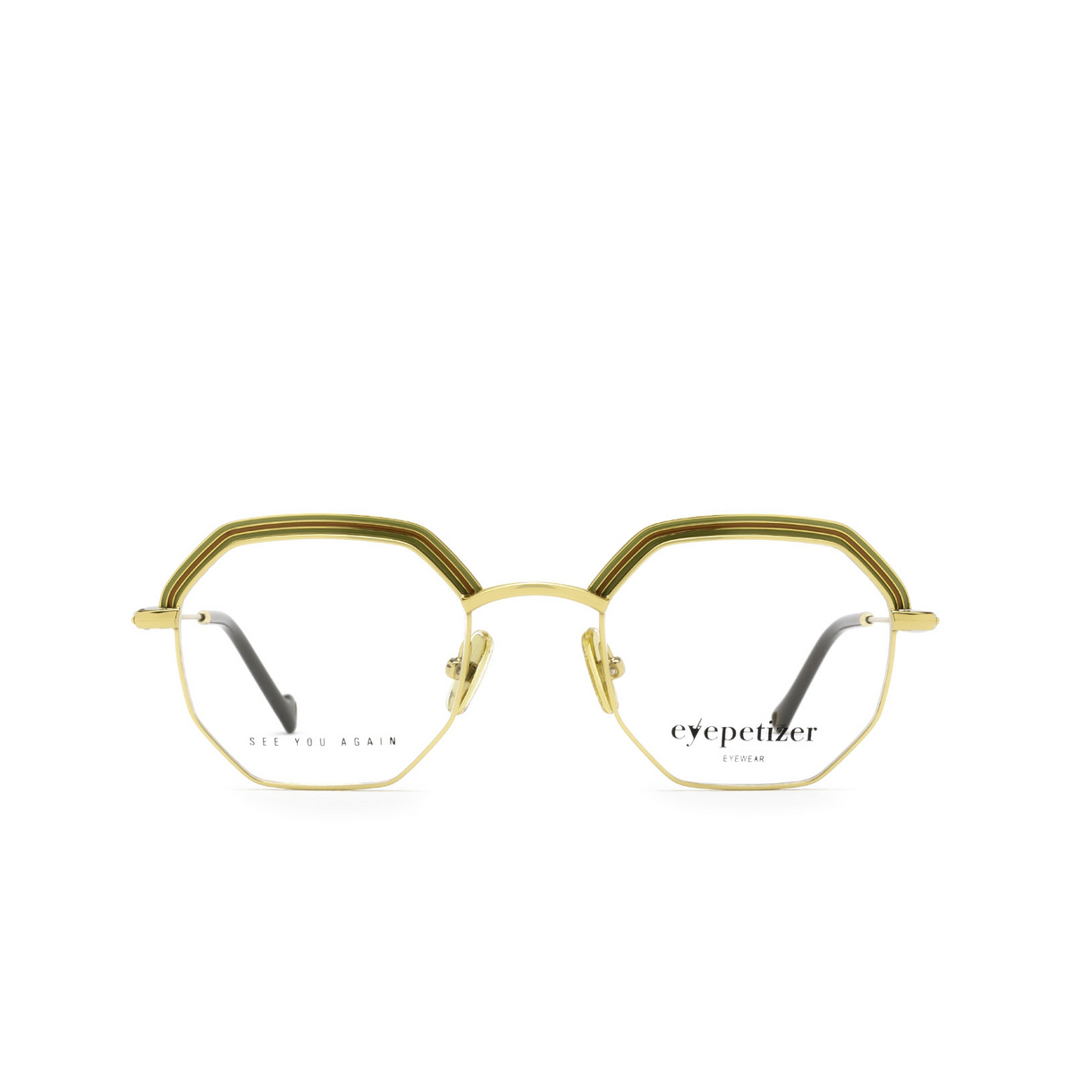Eyepetizer® Irregular Eyeglasses: Air color Green And Gold C.4 - front view.