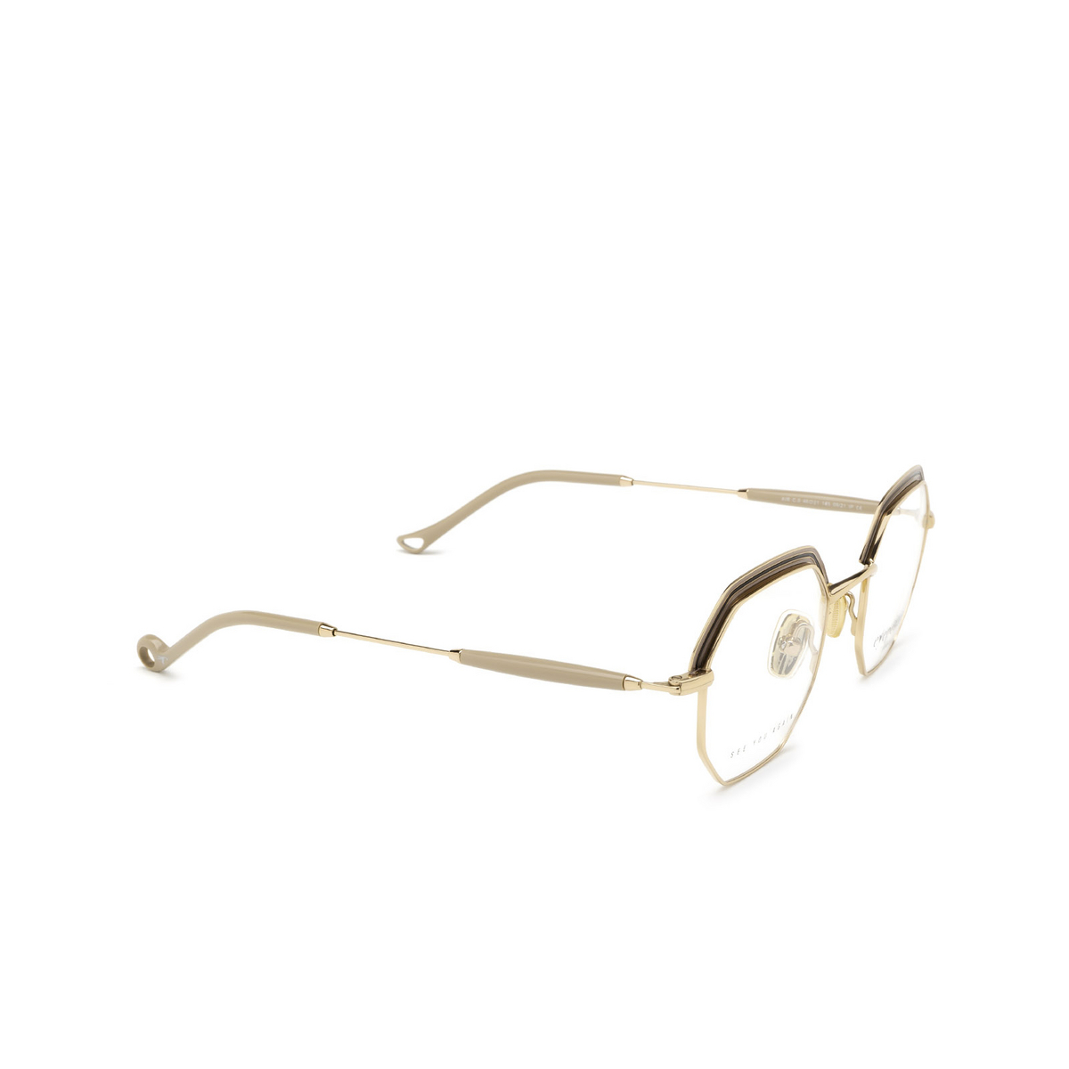 Eyepetizer® Irregular Eyeglasses: Air color Beige And Rose Gold C.9 - three-quarters view.