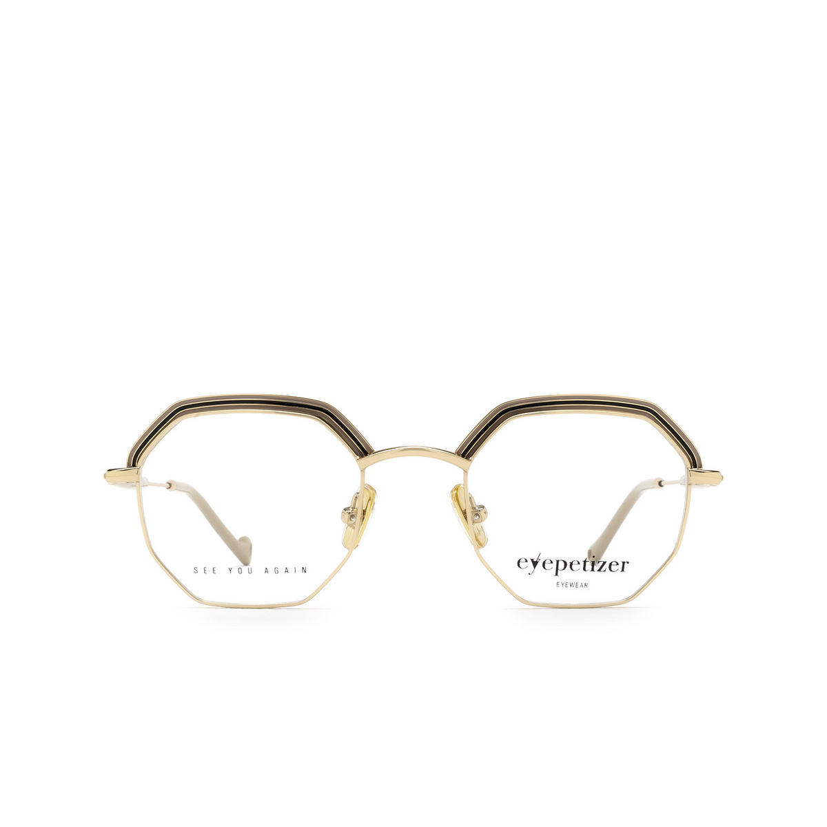 Eyepetizer® Irregular Eyeglasses: Air color Beige And Rose Gold C.9 - front view.