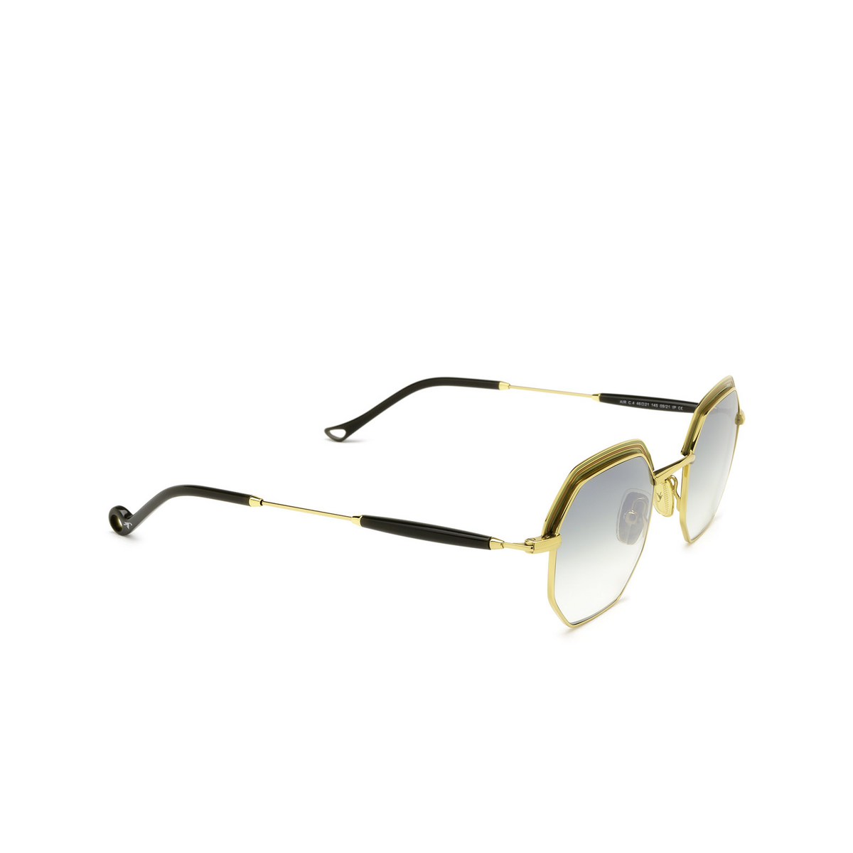 Eyepetizer® Irregular Sunglasses: Air Sun color Green And Gold C.4-25F - three-quarters view.