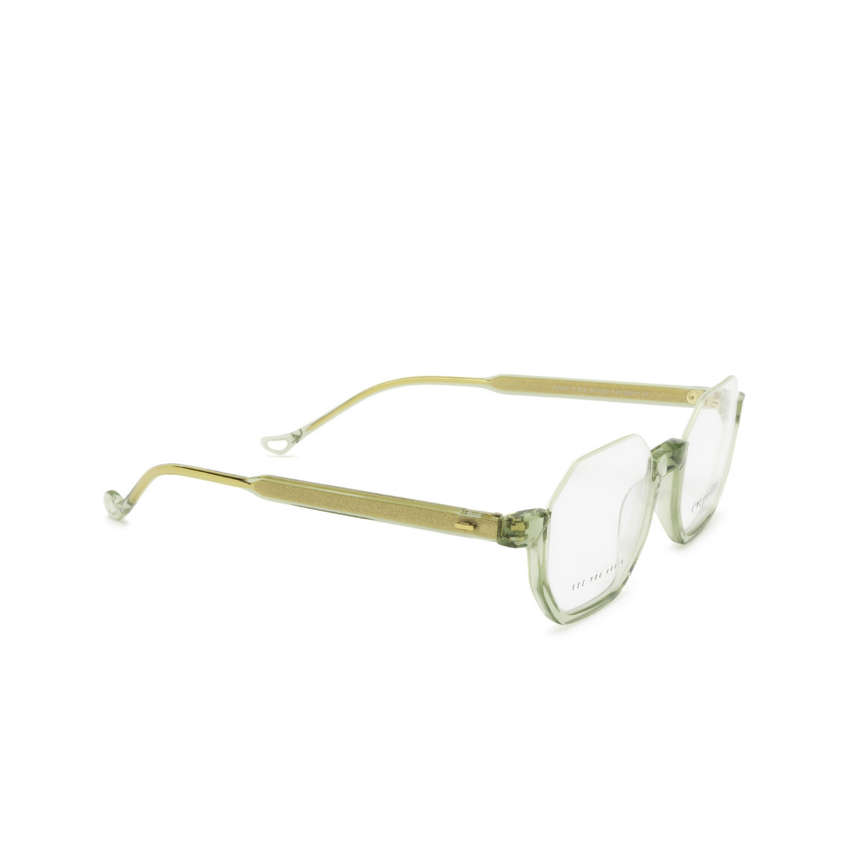 Eyepetizer® Irregular Eyeglasses: Andy color Soft Sage Green C.e/e - three-quarters view.