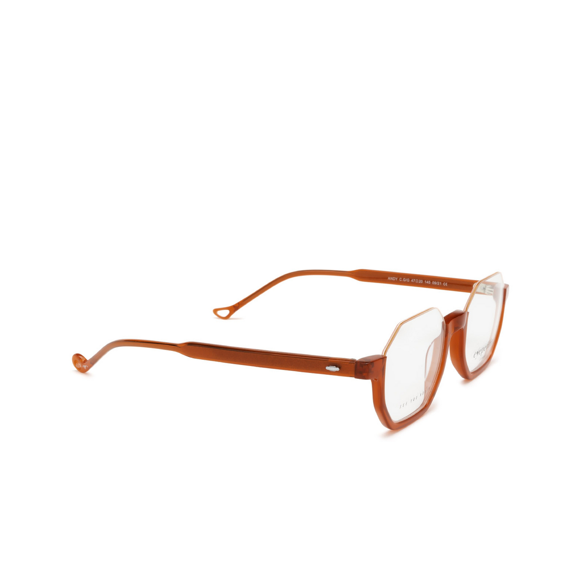 Eyepetizer® Irregular Eyeglasses: Andy color Red C.g/g - three-quarters view.