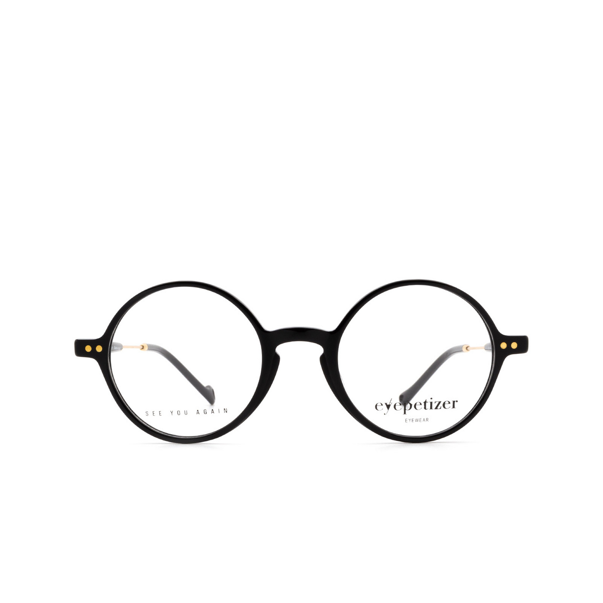 Eyepetizer® Round Eyeglasses: Dix color Black C.4-A - front view.