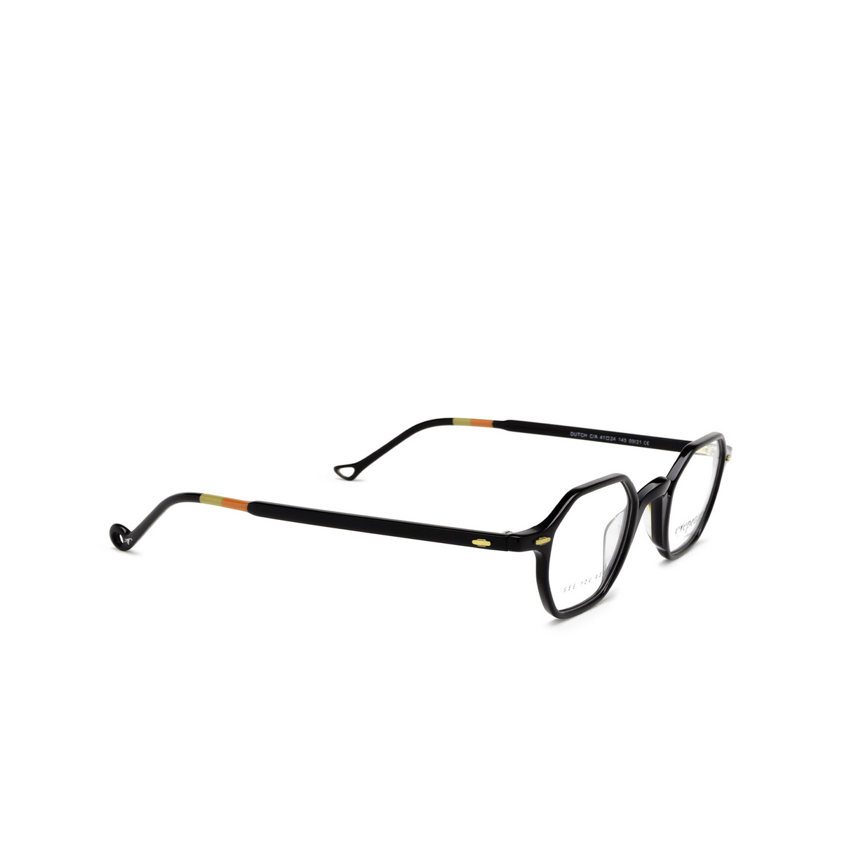 Eyepetizer® Irregular Eyeglasses: Dutch color Black C.a-in - three-quarters view.