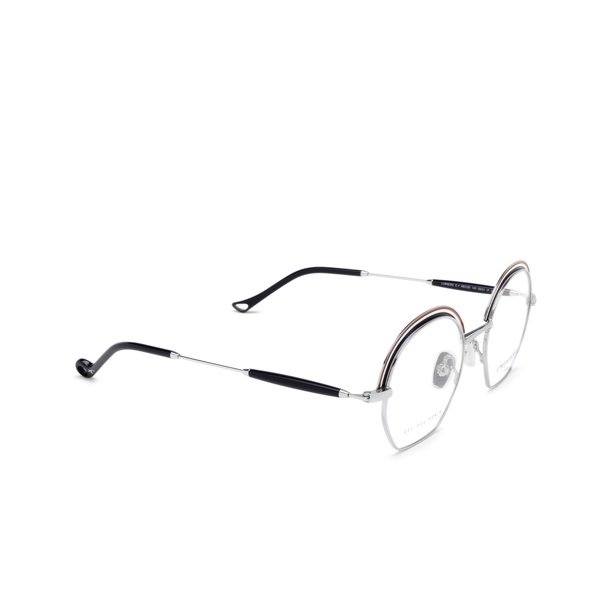 Eyepetizer® Irregular Eyeglasses: Lumiere color Blue And Silver C.1 - three-quarters view.