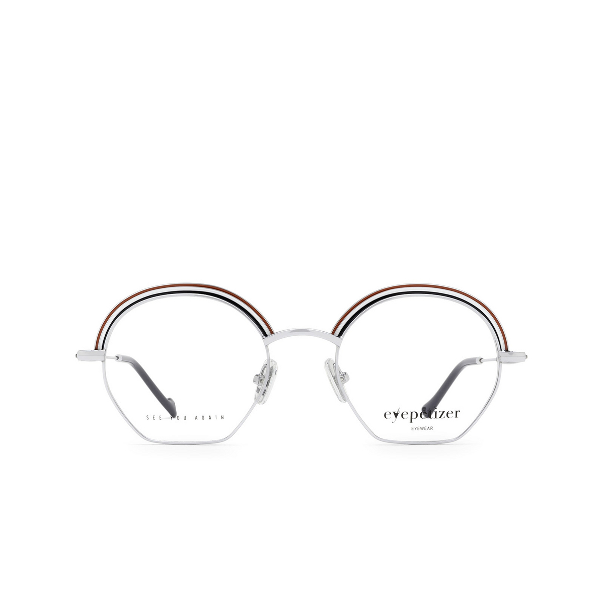 Eyepetizer® Irregular Eyeglasses: Lumiere color Blue And Silver C.1 - front view.