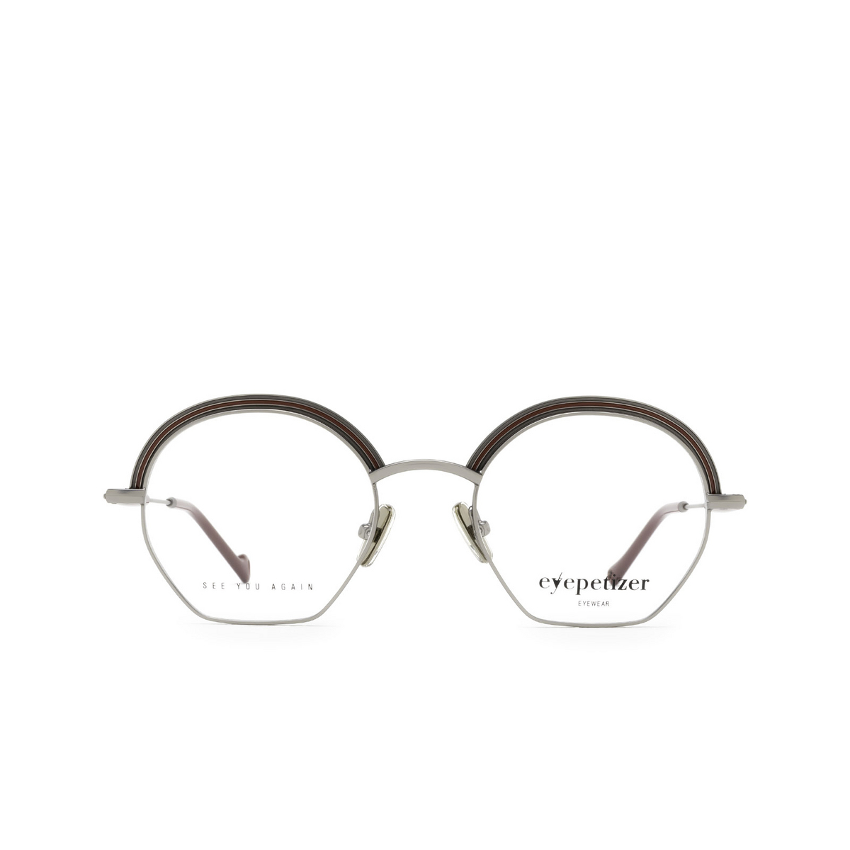 Eyepetizer® Irregular Eyeglasses: Lumiere color Bordeaux And Gun C.3 - front view.