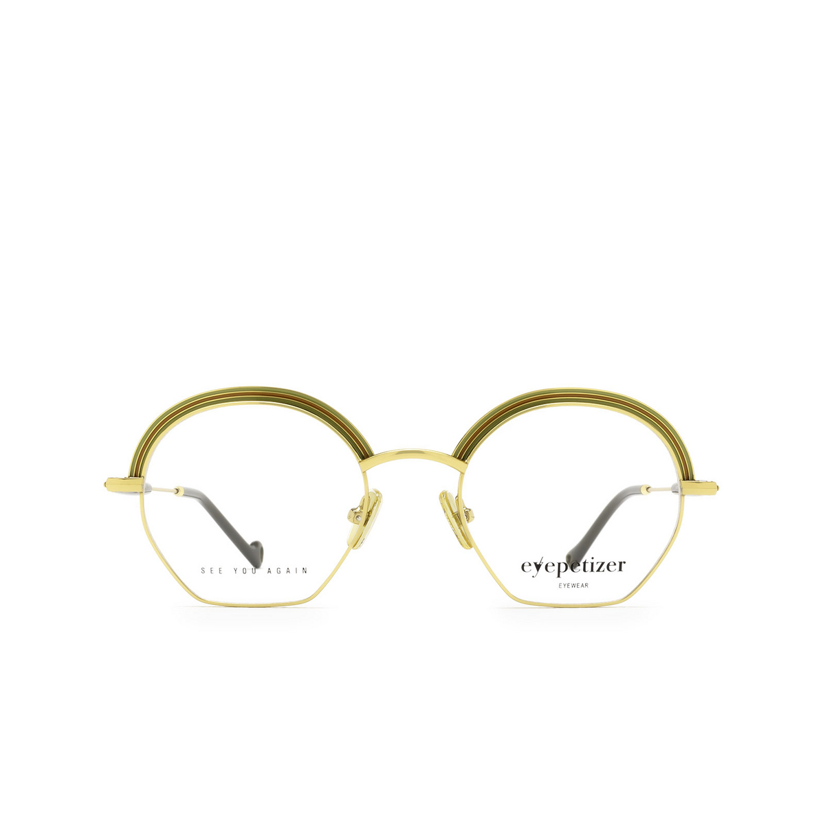 Eyepetizer® Irregular Eyeglasses: Lumiere color Green And Gold C.4 - front view.