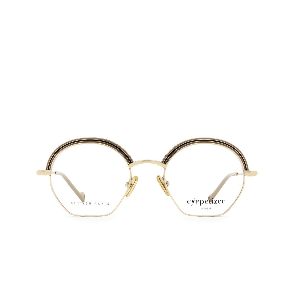 Eyepetizer® Irregular Eyeglasses: Lumiere color Beige And Rose Gold C.9 - front view.