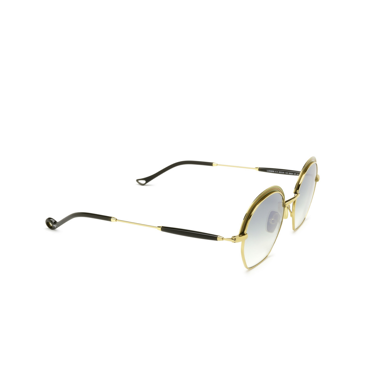 Eyepetizer® Irregular Sunglasses: Lumiere Sun color Green And Gold C.4-25F - three-quarters view.