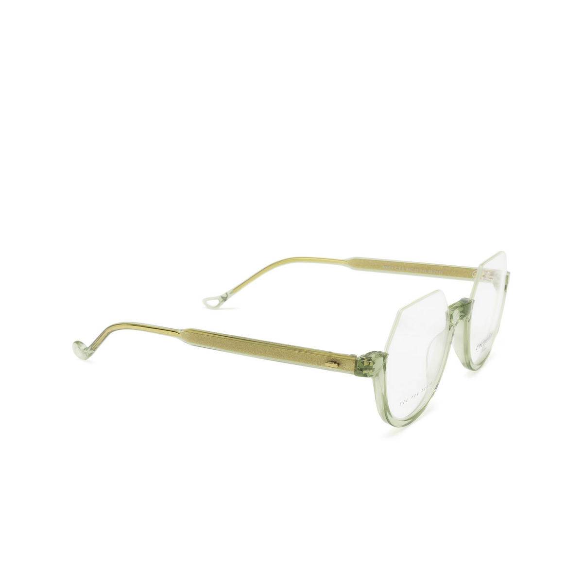 Eyepetizer® Irregular Eyeglasses: Mary color Soft Sage Green C.e/e - three-quarters view.