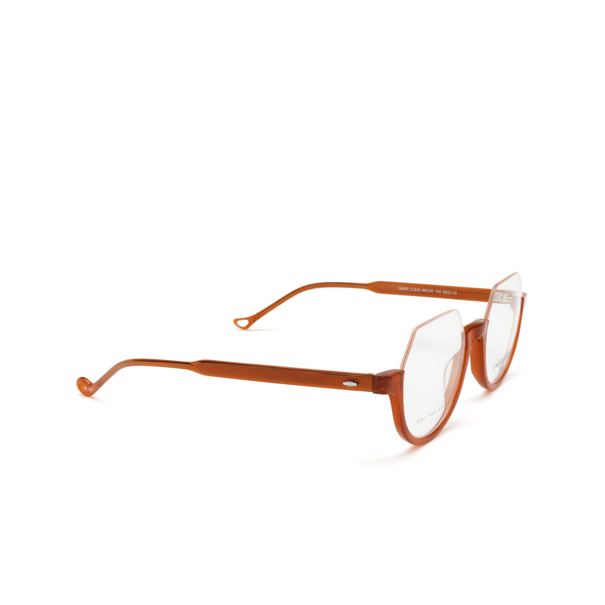 Eyepetizer® Irregular Eyeglasses: Mary color Red C.g/g - three-quarters view.