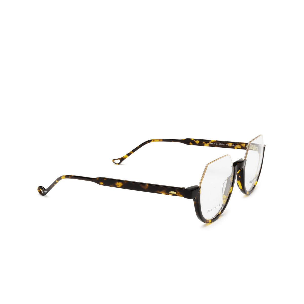 Eyepetizer® Irregular Eyeglasses: Mary color Dark Havana C.i - three-quarters view.