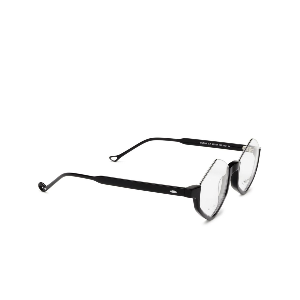Eyepetizer® Irregular Eyeglasses: Ondine color Black C.a - three-quarters view.
