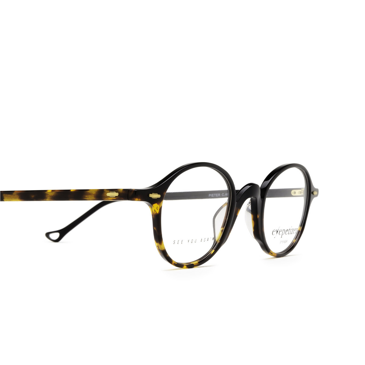 Eyepetizer® Round Eyeglasses: Pieter color Black And Avana C.a/i - 3/3.