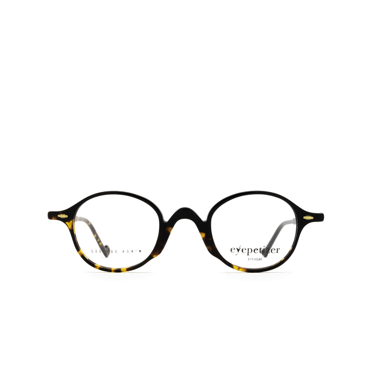 Eyepetizer® Round Eyeglasses: Pieter color Black And Avana C.a/i - front view.