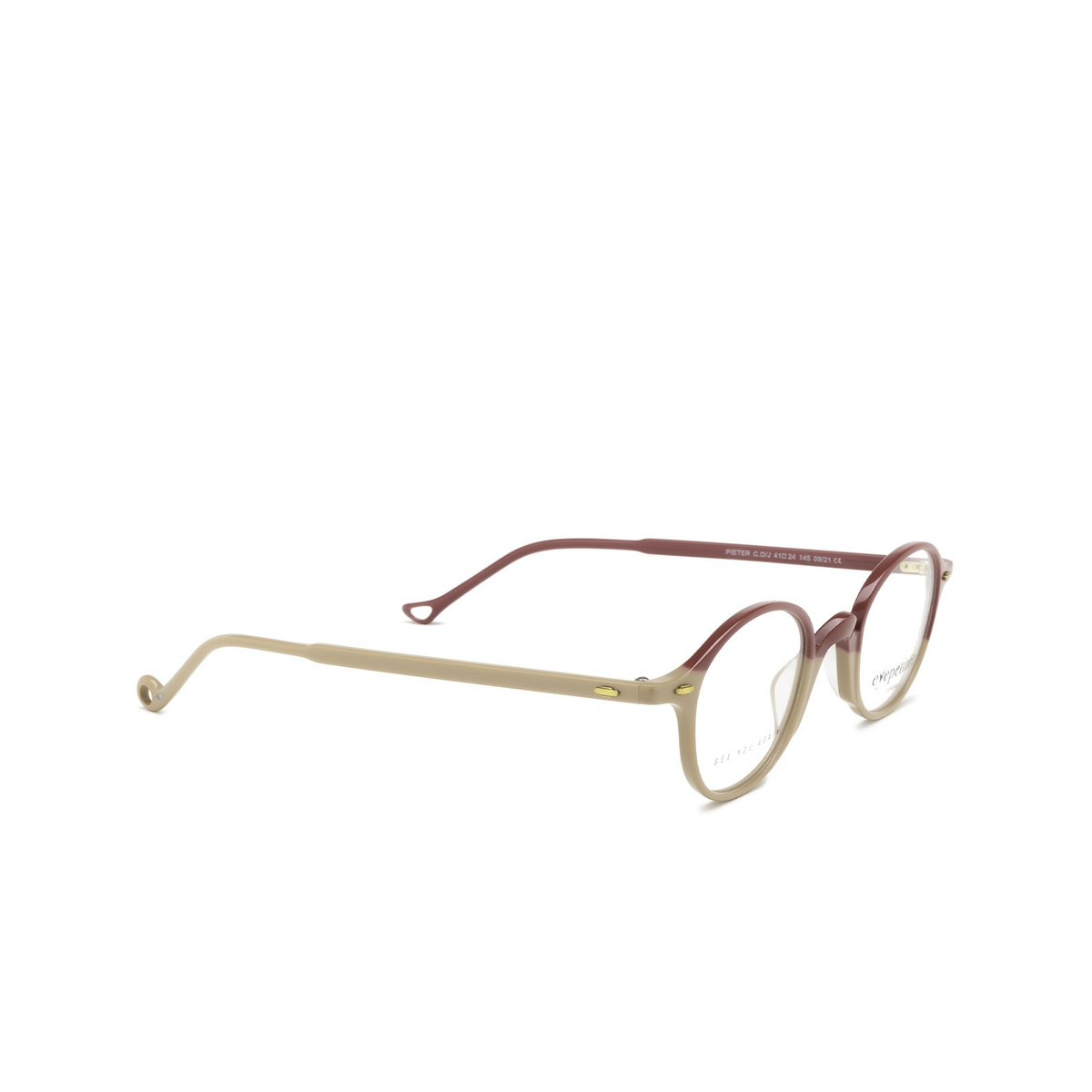 Eyepetizer® Round Eyeglasses: Pieter color Powder Pink And Cyclamen C.o/j - three-quarters view.