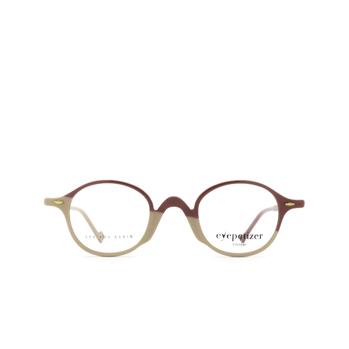 Eyepetizer® Round Eyeglasses: Pieter color Powder Pink And Cyclamen C.o/j - front view.