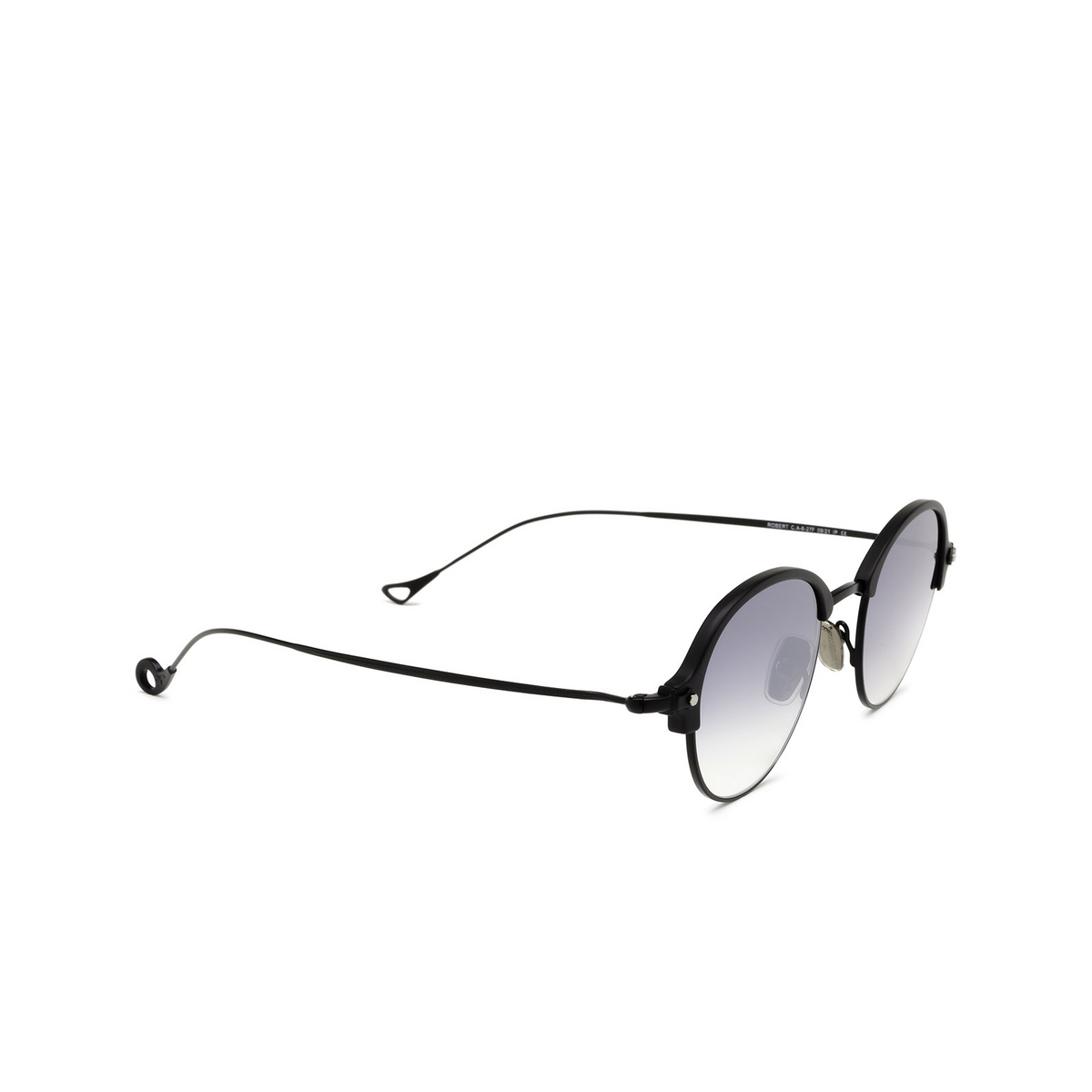 Eyepetizer® Round Sunglasses: Robert color Black Matt C.A-6-27F - three-quarters view.
