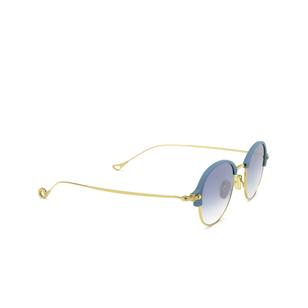 Eyepetizer® Round Sunglasses: Robert color Petrol Blue Matt C.P-4-26F - three-quarters view.