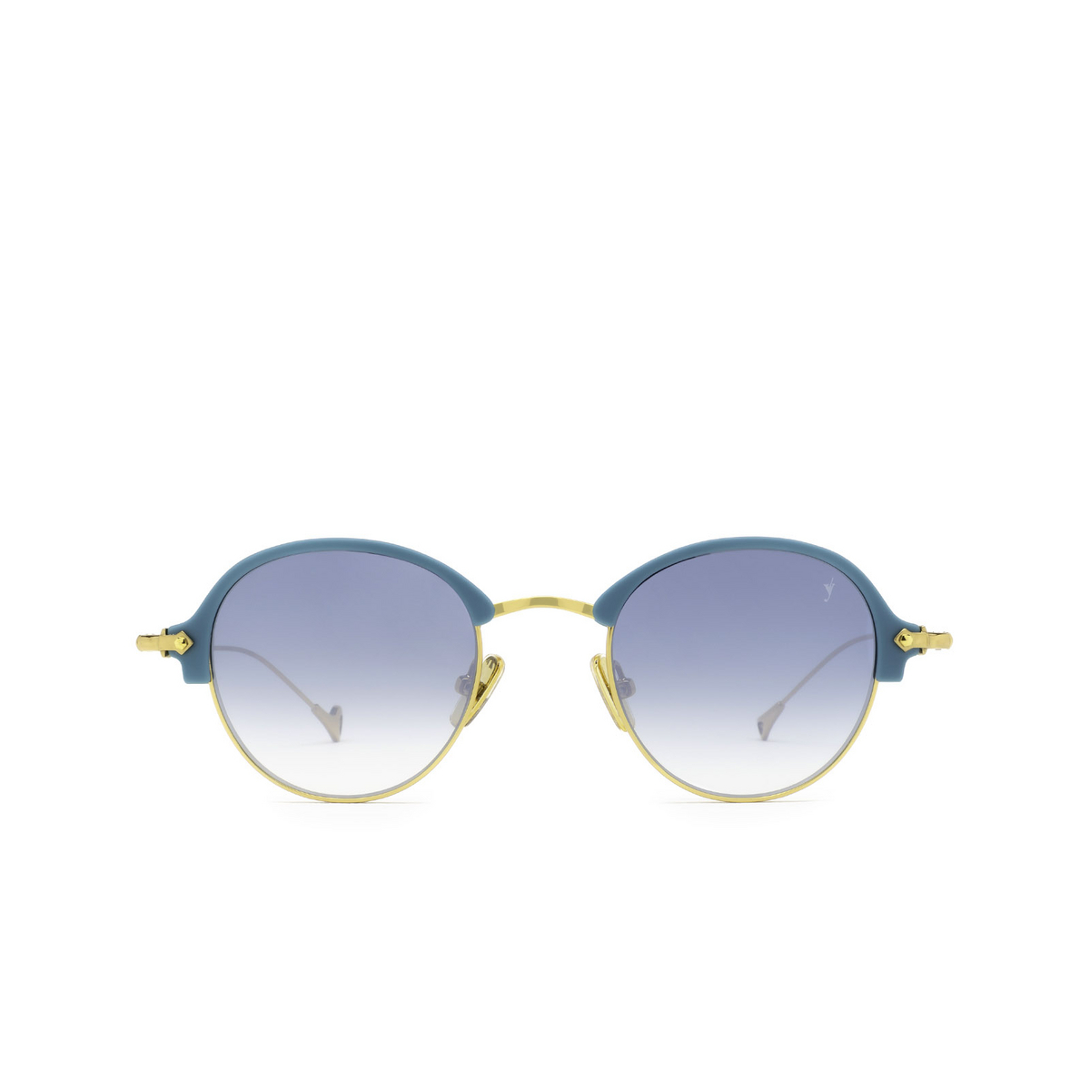Eyepetizer® Round Sunglasses: Robert color Petrol Blue Matt C.P-4-26F - front view.
