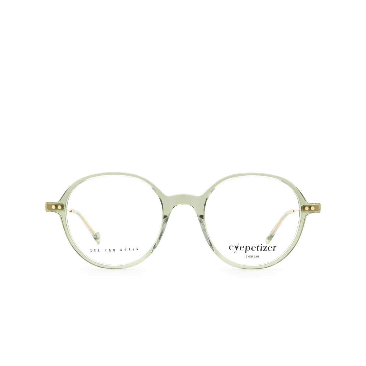 Eyepetizer® Round Eyeglasses: Six color Green Sage C.4-E/E - front view.