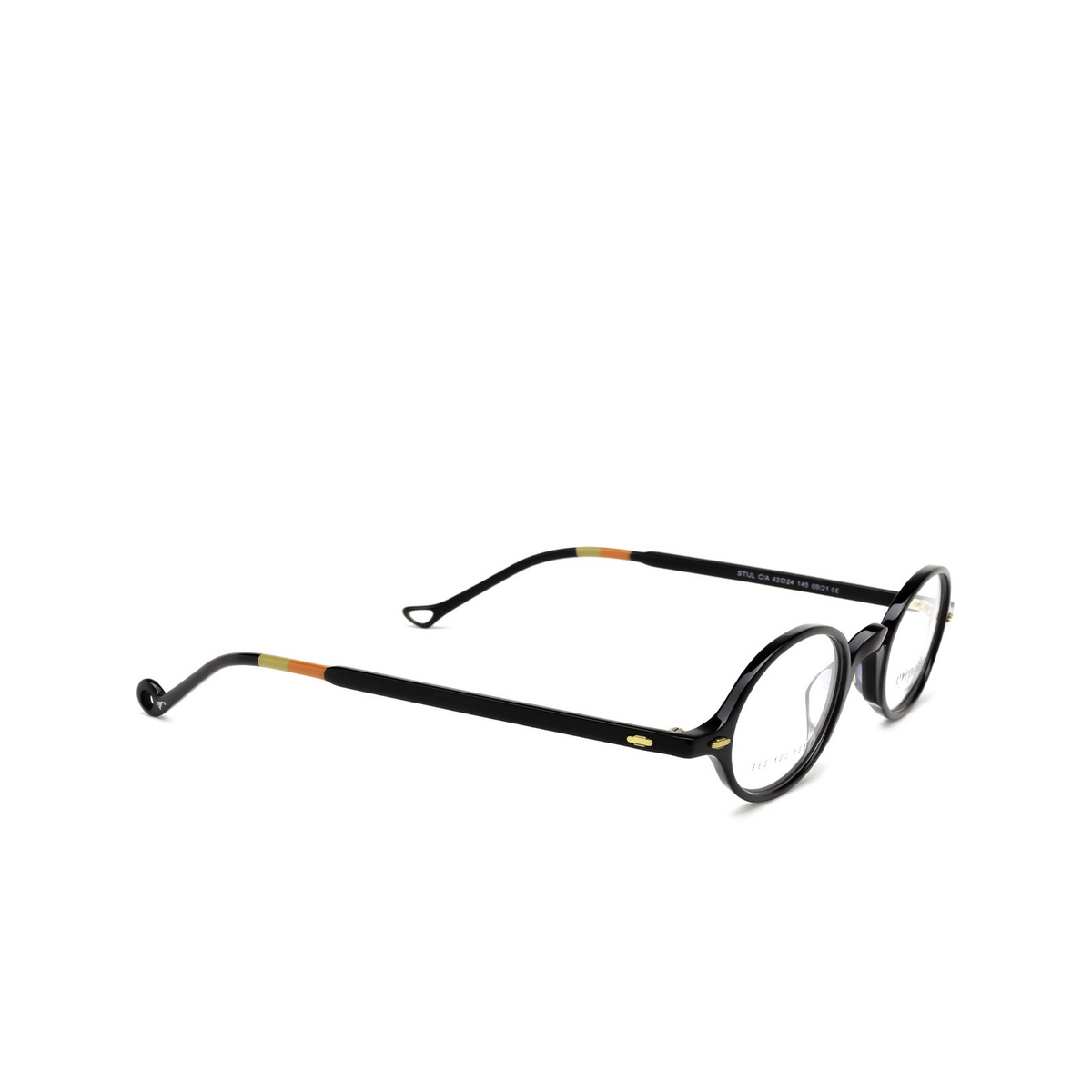 Eyepetizer® Oval Eyeglasses: Stijl color Black C.a-in - three-quarters view.