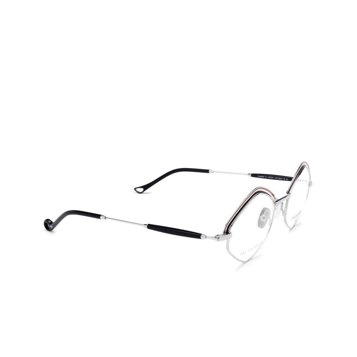 Eyepetizer® Irregular Eyeglasses: Tomber color Blue And Silver C.1 - three-quarters view.