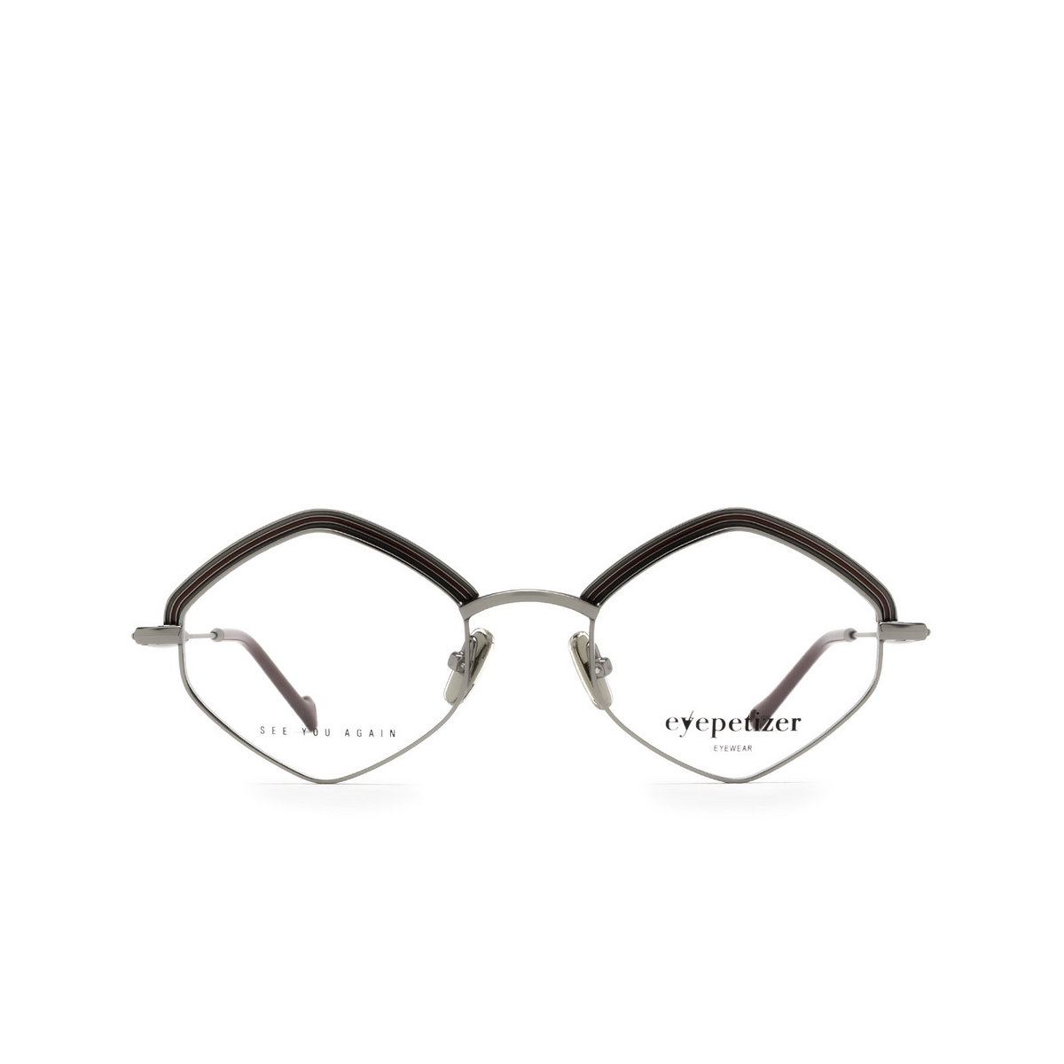 Eyepetizer® Irregular Eyeglasses: Tomber color Bordeaux And Gun C.3 - front view.