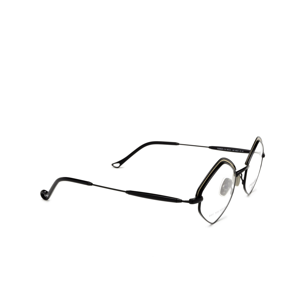 Eyepetizer® Irregular Eyeglasses: Tomber color Black C.6 - three-quarters view.