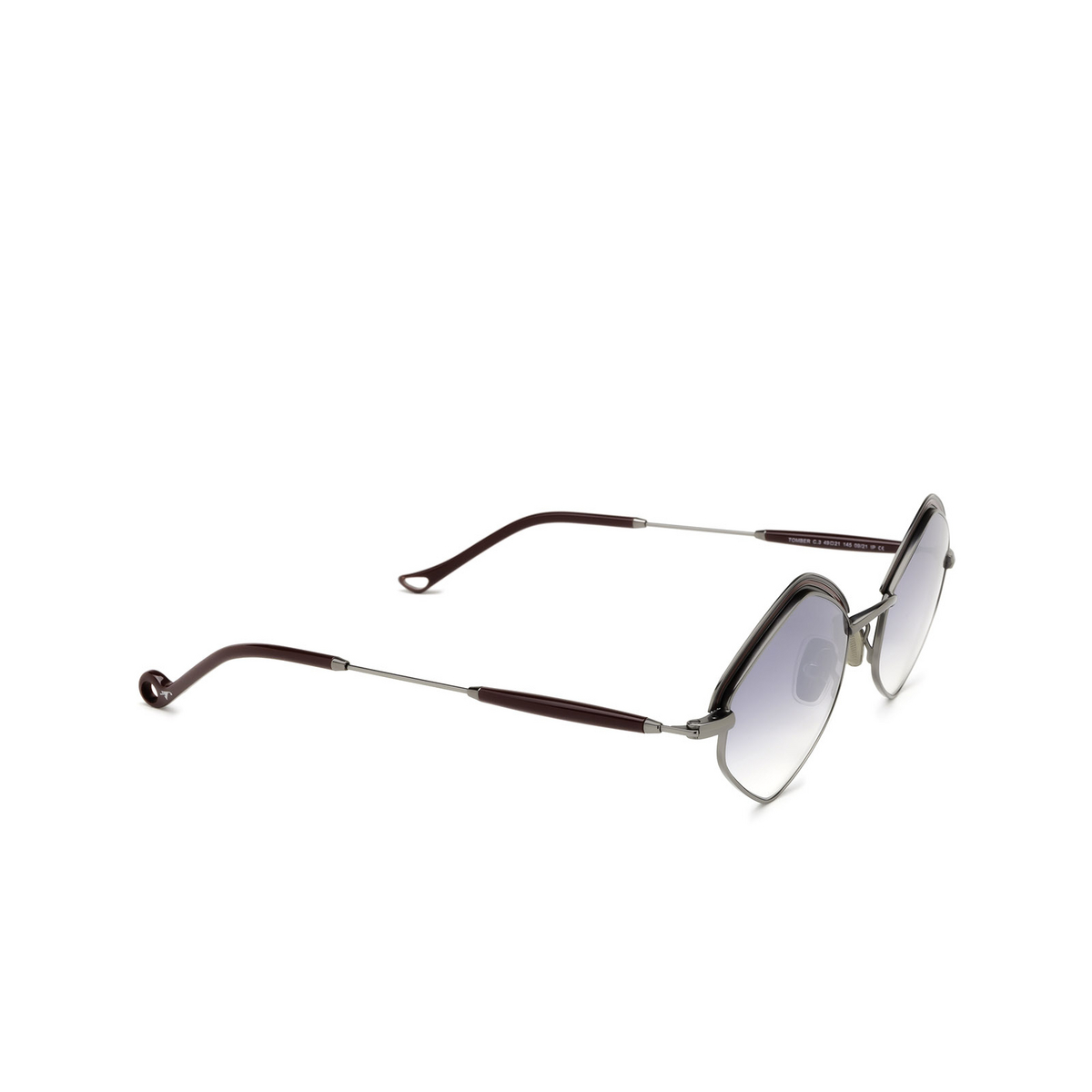 Eyepetizer® Irregular Sunglasses: Tomber Sun color Bordeaux And Gun C.3-27F - three-quarters view.