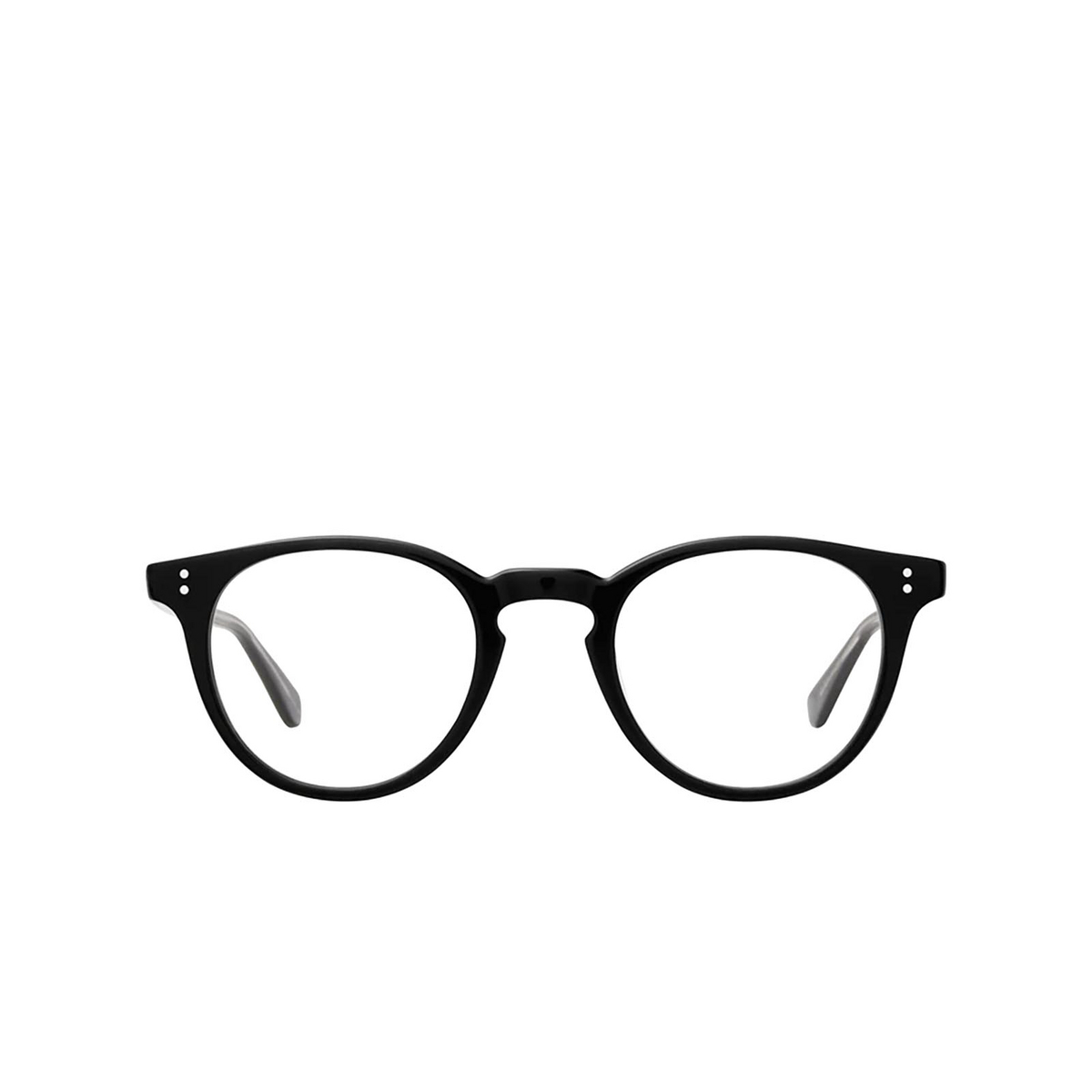 Garrett Leight® Round Eyeglasses: Clement color Black Bk - front view.