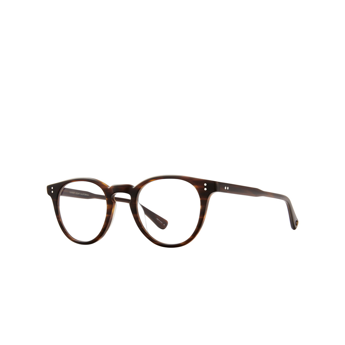 Garrett Leight® Round Eyeglasses: Clement color Matte Brandy Tortoise Mbrt - three-quarters view.