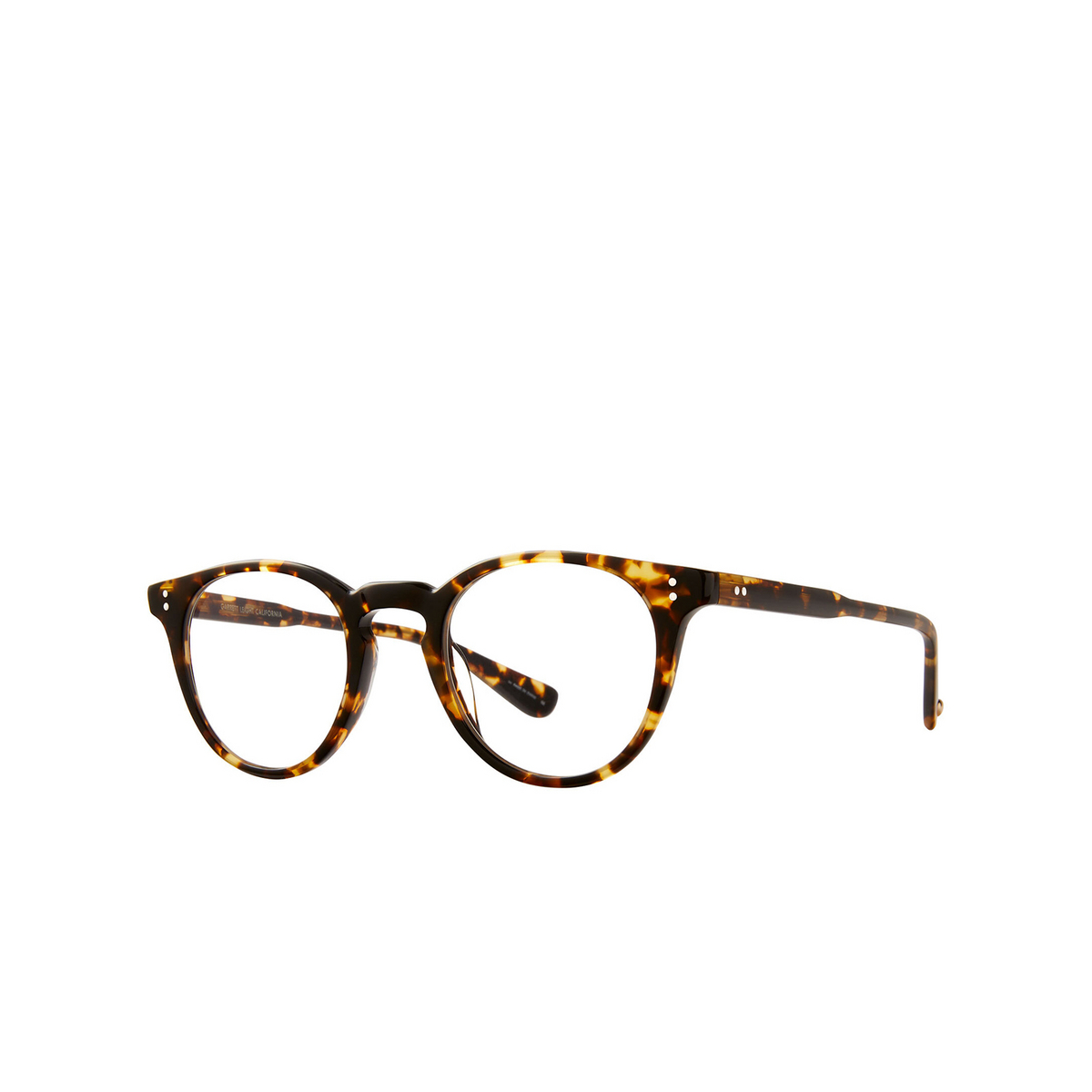 Garrett Leight® Round Eyeglasses: Clement color Tuscan Tortoise Tut - three-quarters view.
