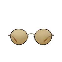 Garrett Leight® Round Sunglasses: Fonda Sun color Mar-bs-b/hm Marzipan - Brushed Silver 