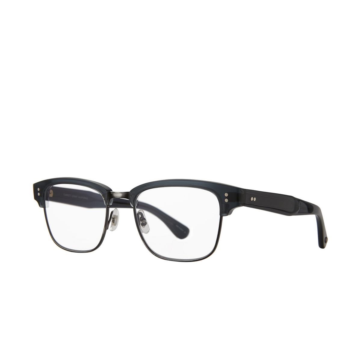 Garrett Leight GIBSON Eyeglasses NVY-PW Navy - Pewter - three-quarters view